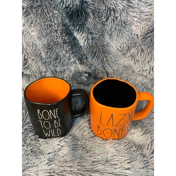 Rae Dunn Halloween Mug Set- Bone to be Wild & Lazy Bones - Picture 3 of 4